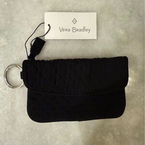 NWT Vera Bradley Black Floral Keychain Wallet
